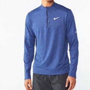 Nike Men's Dri-FIT Element Blue Reflective 1/2 Zip Running Top Long Sleeve M